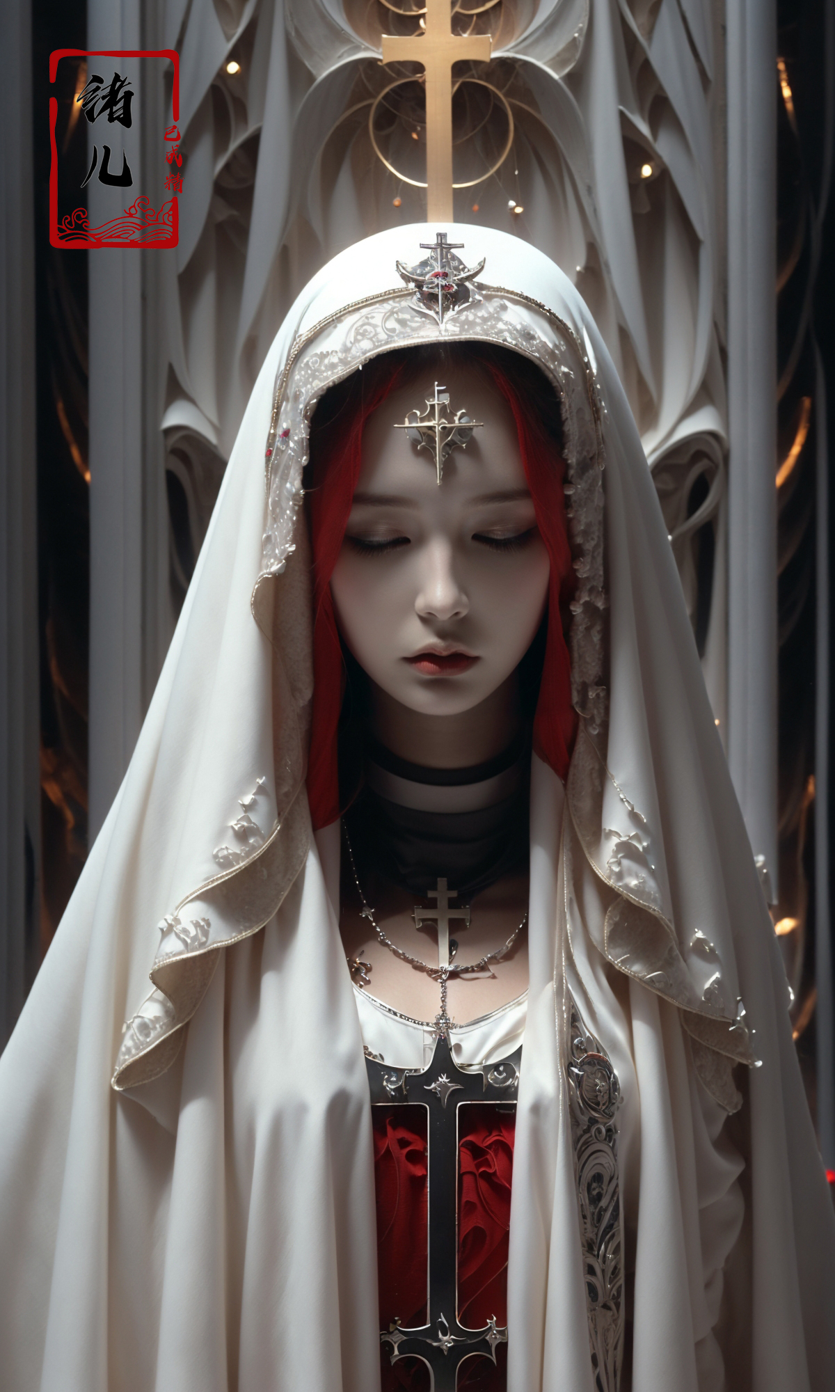 606247209521969211-1356916079-the goddess by shadrach jaroshelev, in the style of gothic futurism, dark white and light red, hyper-detailed illustrations, uhd.jpg